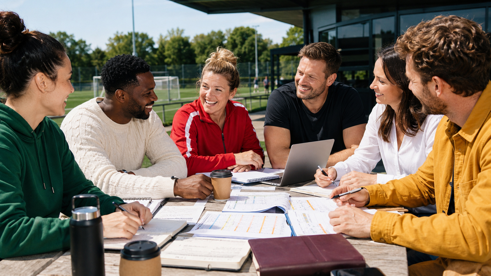 Planung am Tisch im Freien